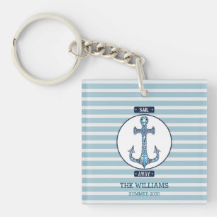 Sail Away Anchor – gepersonaliseerd nautisch acryl Sleutelhanger