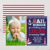 Sail Away Boy's Nautical Birthday Kaart (Voorkant / Achterkant)