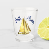 Sail Away Gold Sailboat Nautical Shot Glas (Voorkant)