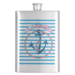 Sail Away, Nautical Anchor met blauwe strepen Flacon
