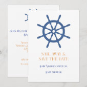 Sail Away Nautical Strand Save The Date (Voorkant / Achterkant)