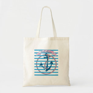 "Sail Away" Nautisch anker met roze paus Tote Bag