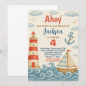 Sail Away nautische verjaardag uitnodiging (Voorkant / Achterkant)