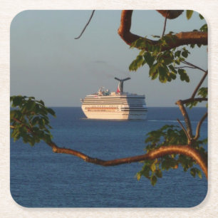 Sail Away op Sunset I Cruise Vacation Vierkante Kartonnen Onderzetter