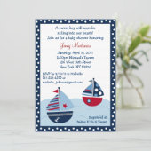Sail Away Sailboat Ocean Baby Shower-uitnodigingen Kaart (Staand voorkant)