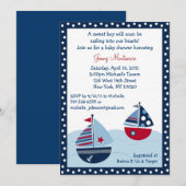 Sail Away Sailboat Ocean Baby Shower-uitnodigingen Kaart (Voorkant / Achterkant)