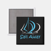 Sail Away Sailboot Boat Sand Ocean Gul Magneet (Voorkant / Achterkant)