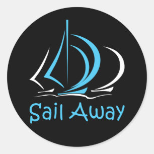 Sail Away Sailboot Boat Sand Ocean Gul Ronde Sticker