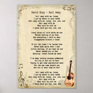 Sail Away Song Lyric Wall Art print