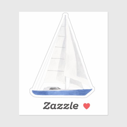 Sail Boat Blue Yacht Vinyl Sticker (Vel)
