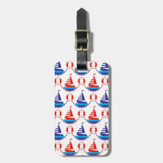 Sail Boat Pattern Bagagelabel (Voorkant verticaal)