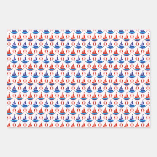 Sail Boat Pattern Inpakpapier Vel (Voorkant)