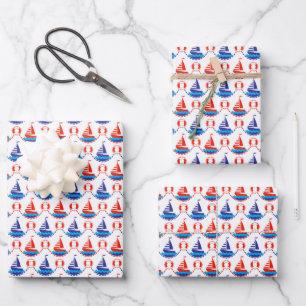 Sail Boat Pattern Inpakpapier Vel