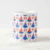 Sail Boat Pattern Jumbo Beker (Voorkant)