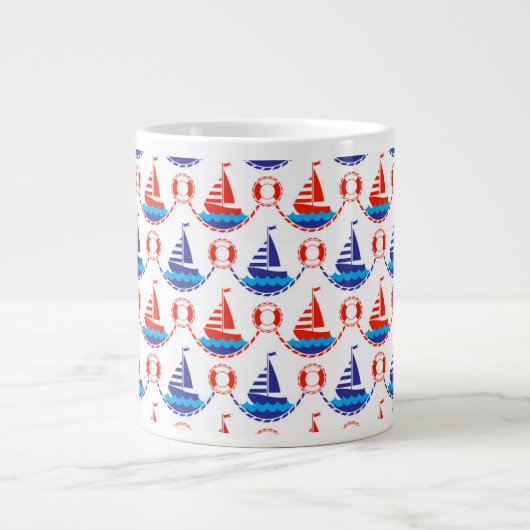 Sail Boat Pattern Jumbo Beker (Voorkant)