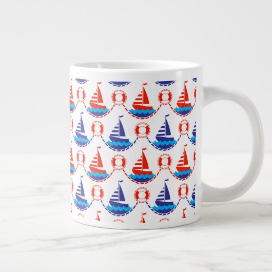 Sail Boat Pattern Jumbo Beker (Rechts)