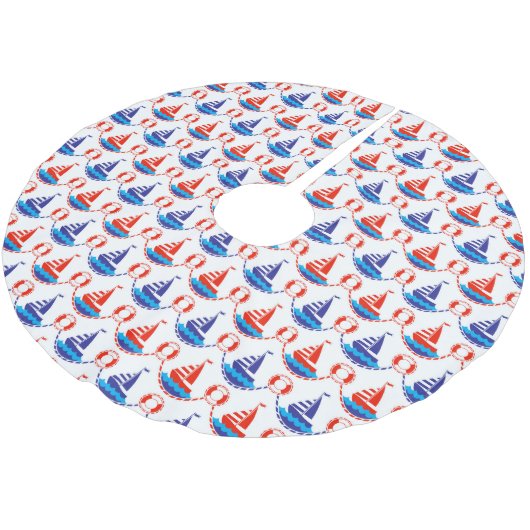 Sail Boat Pattern Kerstboom Rok (Gekanteld)