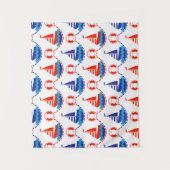 Sail Boat Pattern Wandkleed (Voorkant)