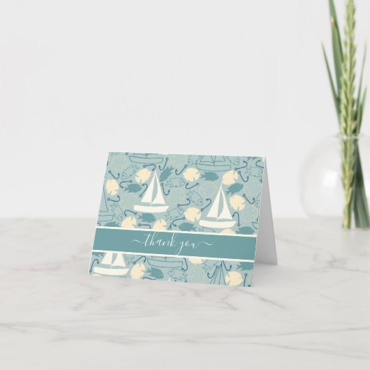 Sail Boats en Fish Pattern Hartelijk dank Bedankkaart (Voorkant)