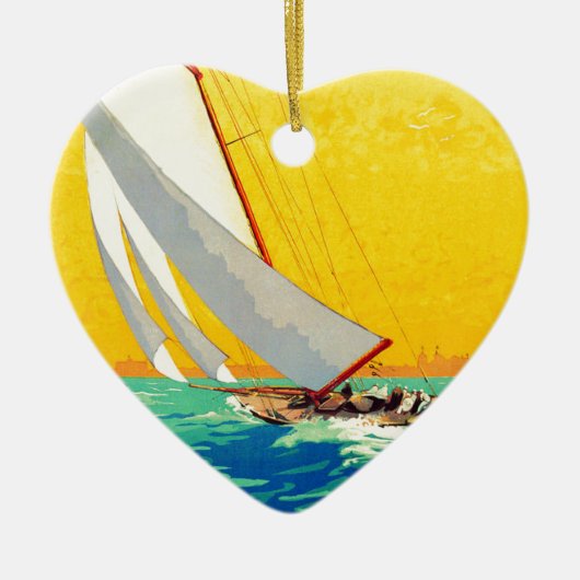 Sail Boats, Frans reizen Keramisch Ornament (Voorkant)