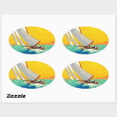 Sail Boats, Frans reizen Ovale Sticker (Vel)