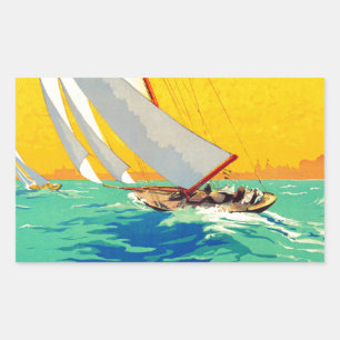  Sail Boats, Frans reizen Rechthoekige Sticker