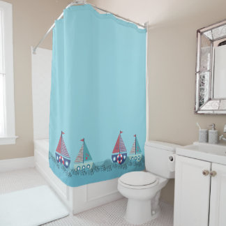 Sail Boats Yacht Ocean Sailing Bathroom Douchegordijn