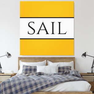 SAIL Helder Gouden Gele Witte Zomerstrepen Canvas Afdruk