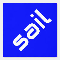 SAIL Moderne Witte Tekst Helder Blauw Achtergrond