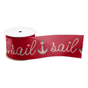 Sail Rope-ontwerp met anker op rood Lint