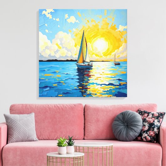 Sailboat at Sunset Canvas Afdruk (Insitu (Woonkamer))