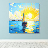 Sailboat at Sunset Canvas Afdruk (Insitu (Houten vloer))