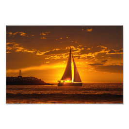 Sailboat at Sunset - Marina Del Rey, CA Foto Afdruk