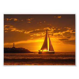 Sailboat at Sunset - Marina Del Rey, CA Foto Afdruk