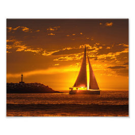 Sailboat at Sunset - Marina Del Rey, CA Foto Afdruk