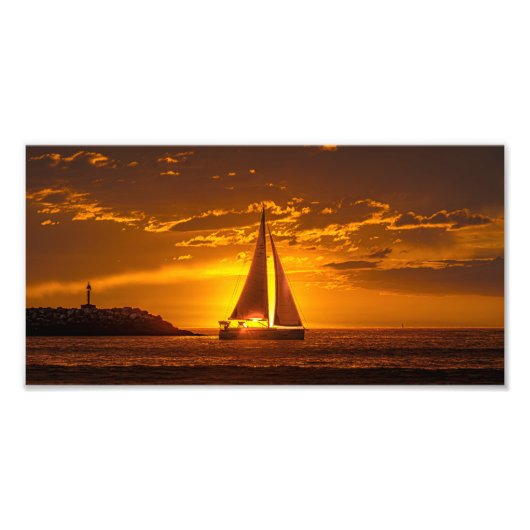 Sailboat at Sunset - Marina Del Rey, CA Foto Afdruk (Voorkant)