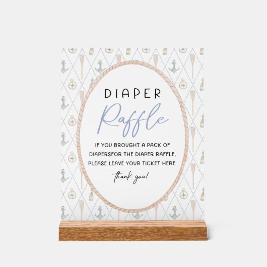 Sailboat Baby Shower Games - Diaper Raffle Sign Acryl Bord (Voorkant)