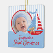 Sailboat Baby's First kerstfoto Ornament (Links)
