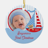 Sailboat Baby's First kerstfoto Ornament (Voorkant)