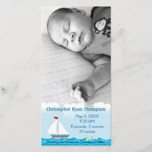Sailboat Birth Announement Foto Card Aankondiging
