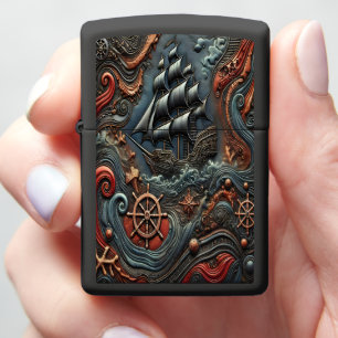 Sailboat Carving met golven en nautische elementen