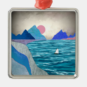 Sailboat Cove Landschap Metalen Ornament