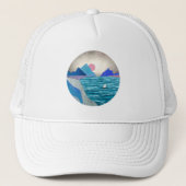 Sailboat Cove Landschap Trucker Pet (Voorkant)