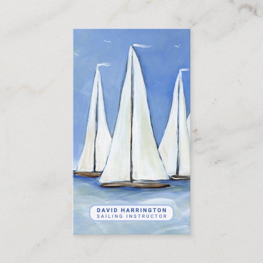 Sailboat Custom QR Code Scannable Kust Verticaal Visitekaartje (Voorkant)