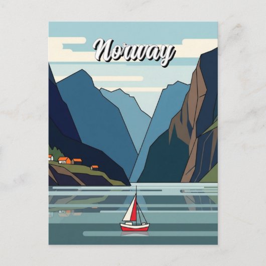 Sailboat in Norway Fjord Briefkaart (Voorkant)