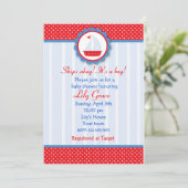 Sailboat Invitations de douches pour bébés Nautiqu (Debout devant)