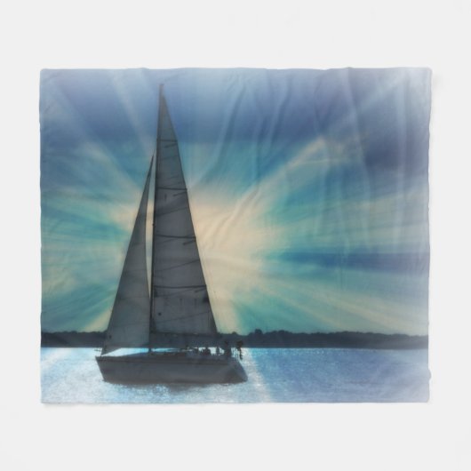 SailBoat met Sunbeams Fleece Blanket (Voorkant (Horizontaal))