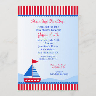 Sailboat Nautical Baby Shower-uitnodigingen Kaart