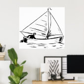 Sailboat Sketch Poster (Thuiskantoor)