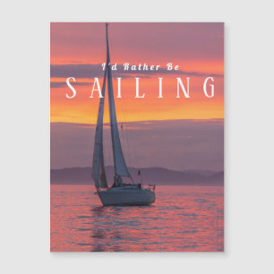 Sailboat Sunset Oranje Gold Paars Sky, White Text